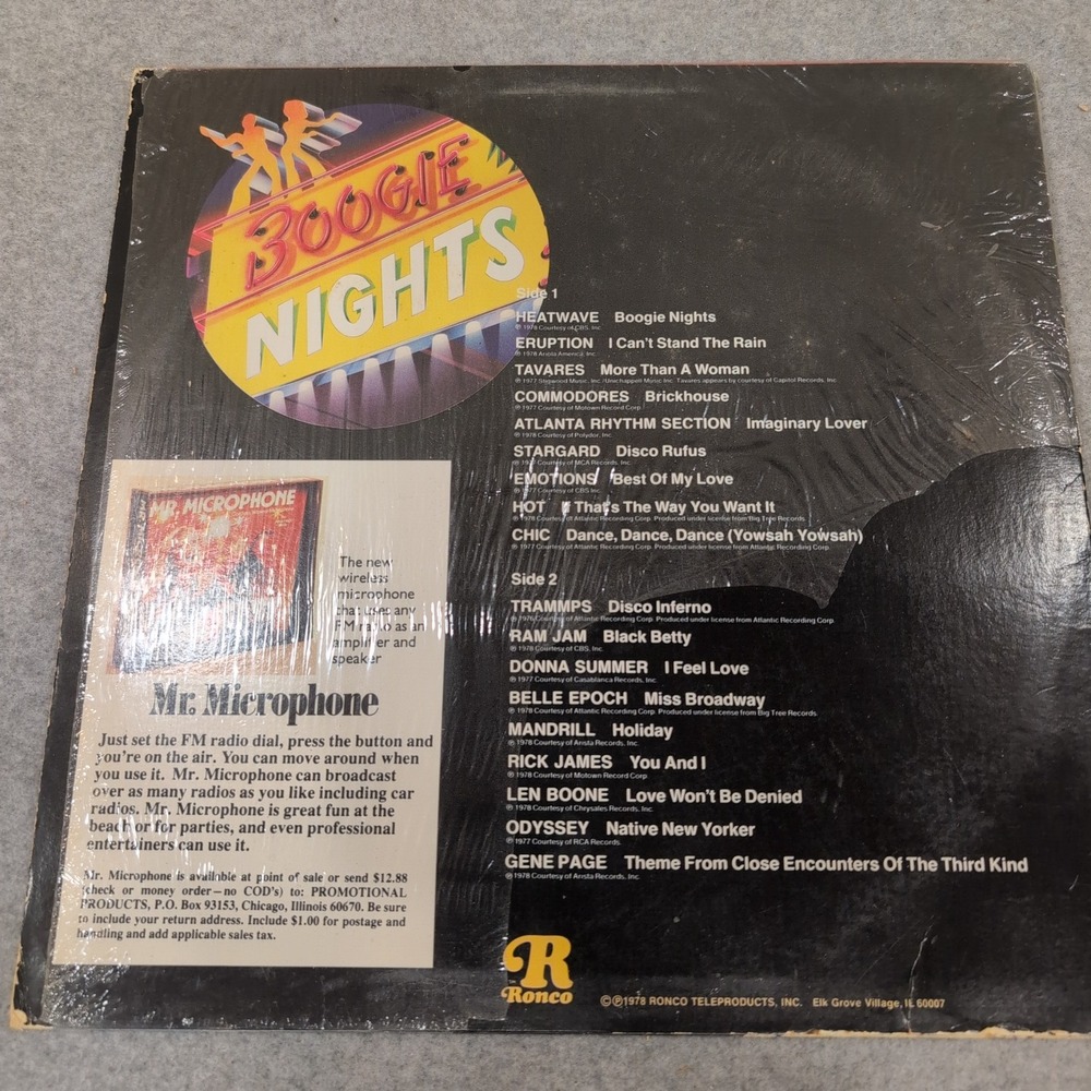 Boogie Nights 18 Top Disco Hits Ronco R-2240 Vinyl LP 1978 Donna Summer Chic - Picture 2 of 6